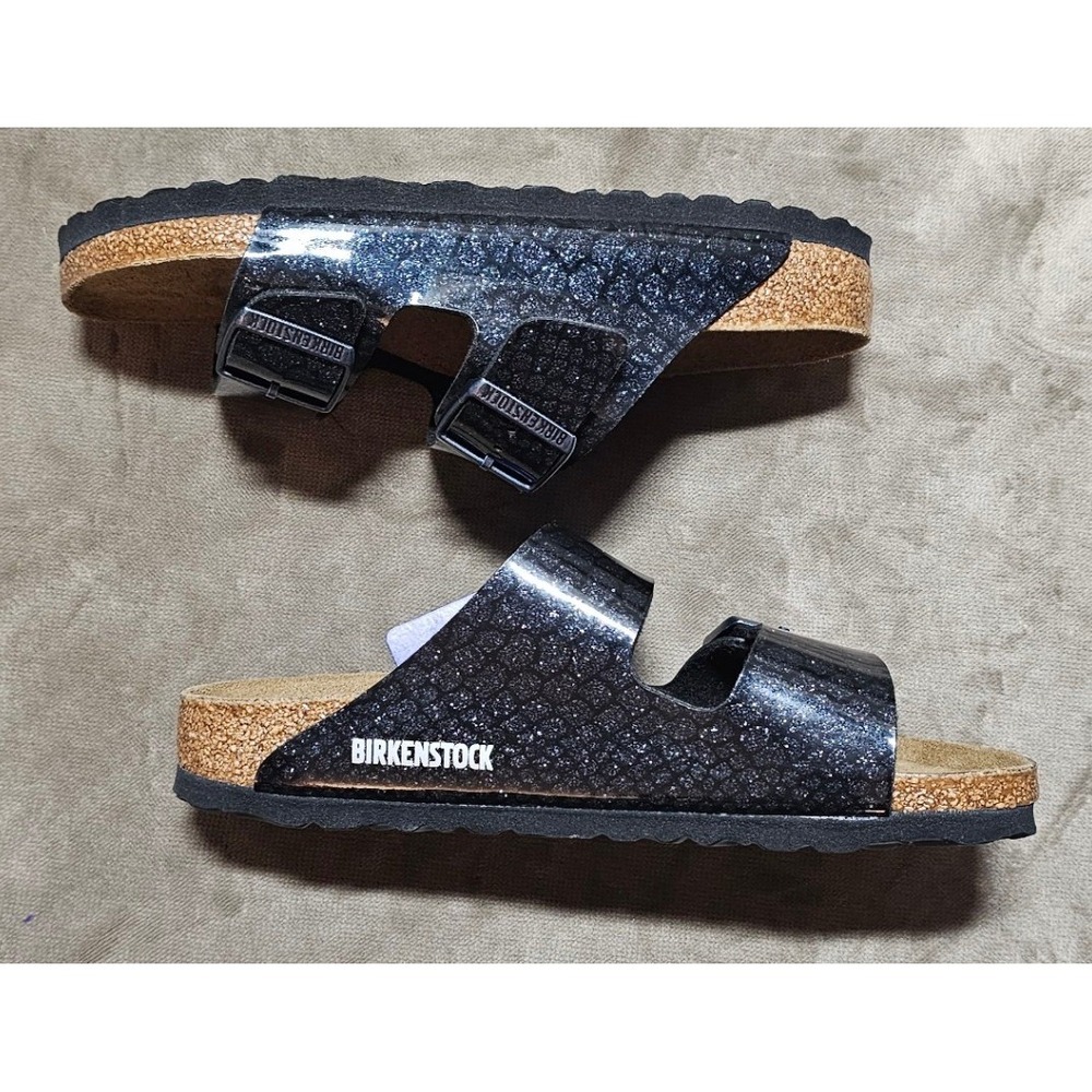 Birkenstock Arizona Black Glitter Snakeskin Sandals Women 37 L6 M4 Germany